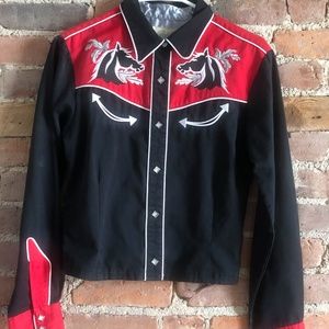 Vintage Roper Western Black and Red Shirt Size Small